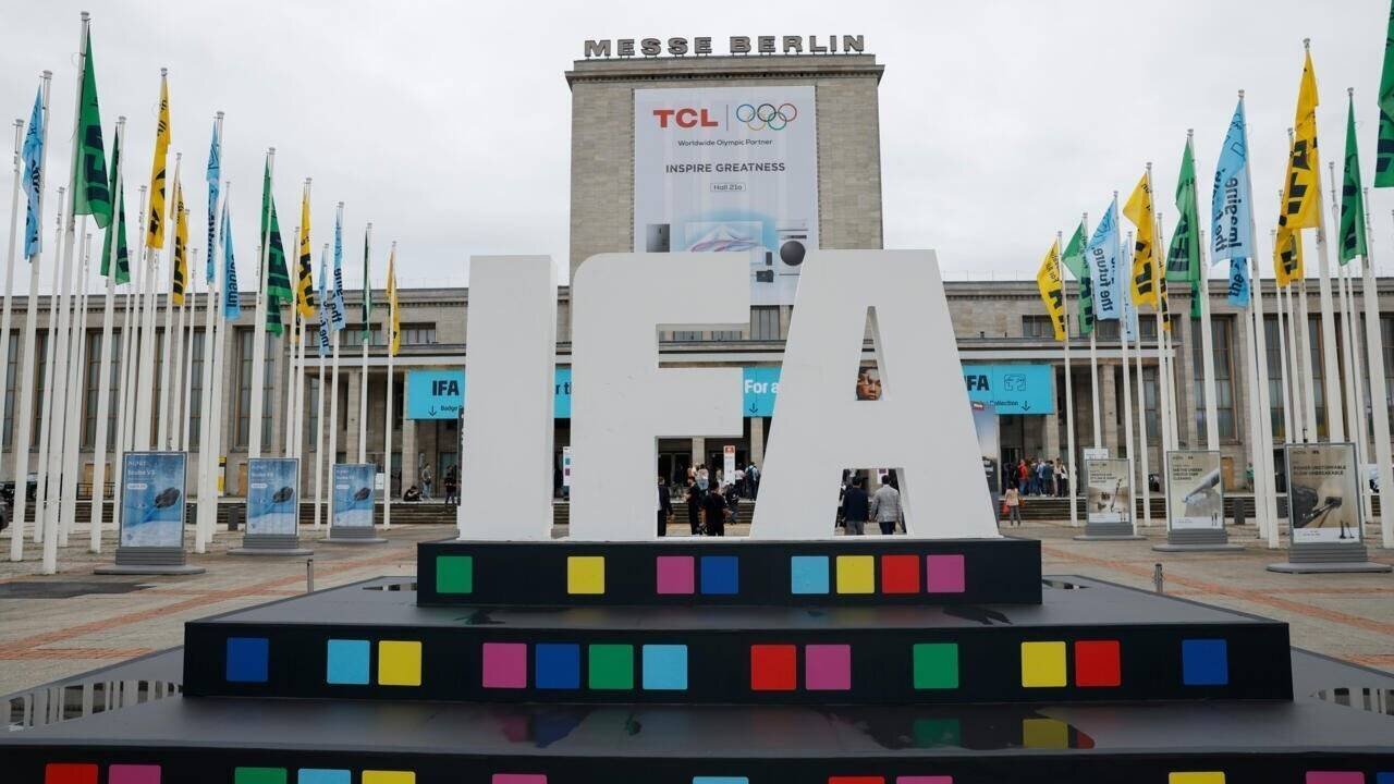 Entrée du salon de l'électronique (IFA) à Berlin