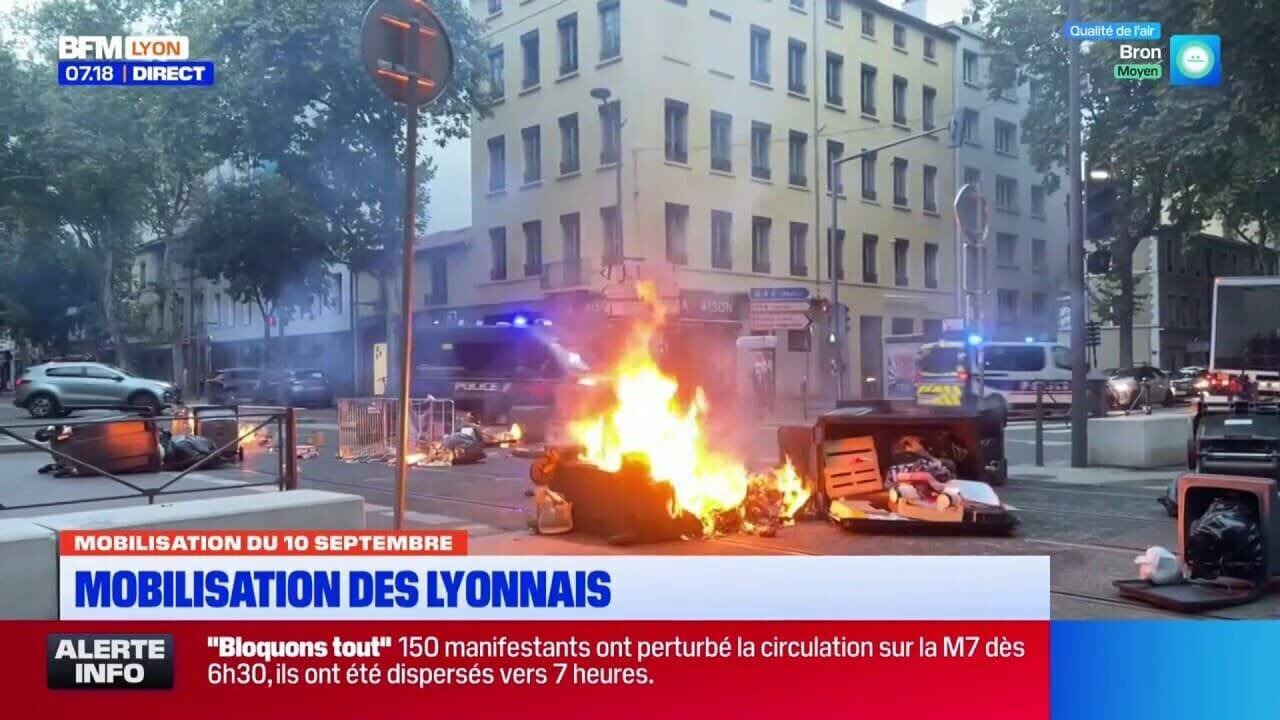 Premières actions Bloquons tout à Lyon, 10 septembre 2025