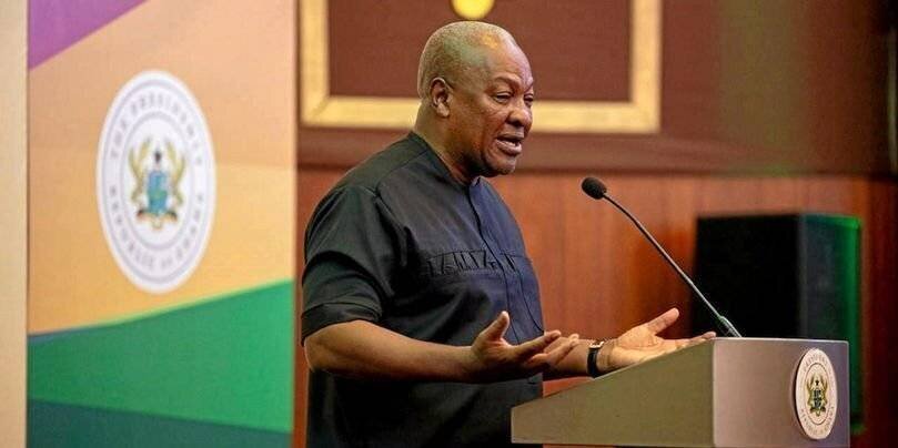 Le président ghanéen John Dramani Mahama lors d'une conférence de presse
