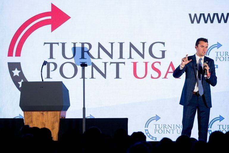 Charlie Kirk lors d'un sommet étudiant Turning Point USA à Washington en 2019