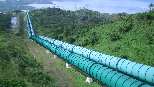Massive pipes used to force water down to the generators and empty unto the Laguna Lake. Water is pumped back during non-peak hours. (Photo from CBK)