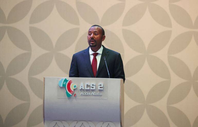 Le Premier ministre éthiopien Abiy Ahmed s'exprime au Sommet africain sur le climat à Addis-Abeba, 8 septembre 2025