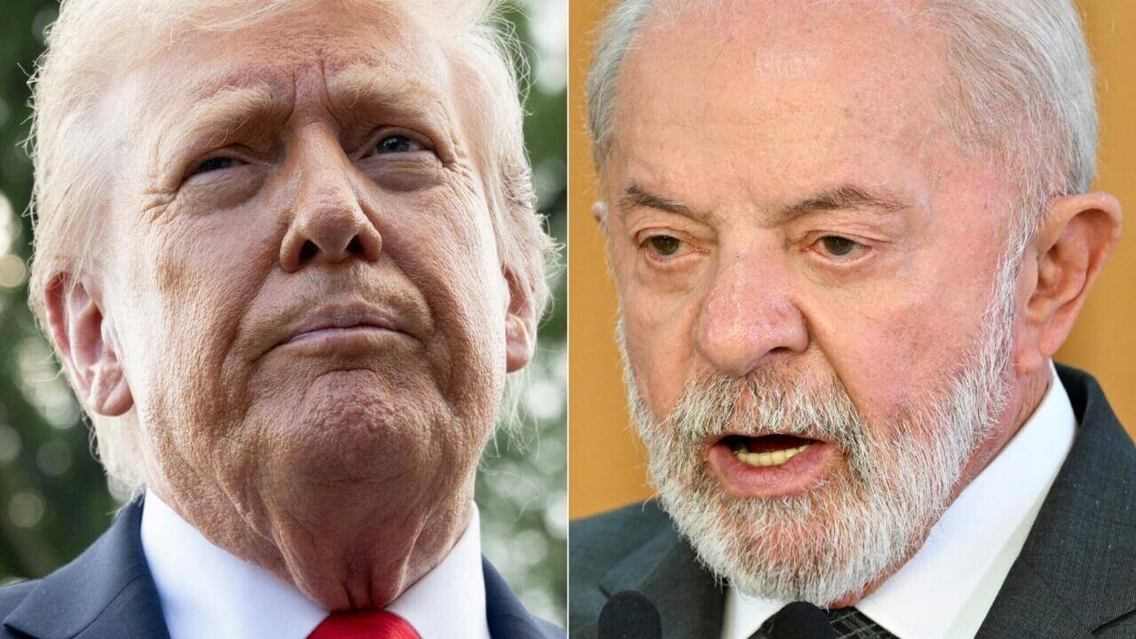Combinaison de portraits du président américain Donald Trump et du président brésilien Lula