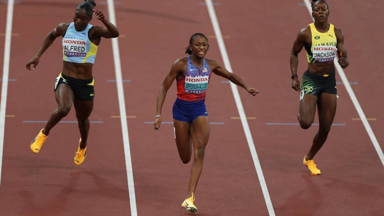 Melissa Jefferson-Wooden lors de la finale du 100 m