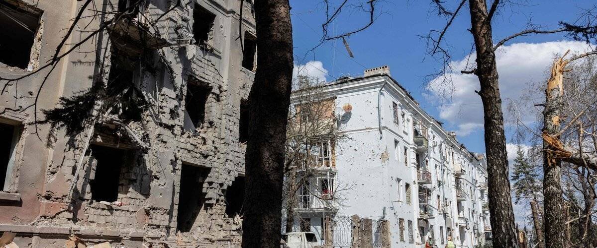 Vue aérienne d’une zone de conflit en Ukraine