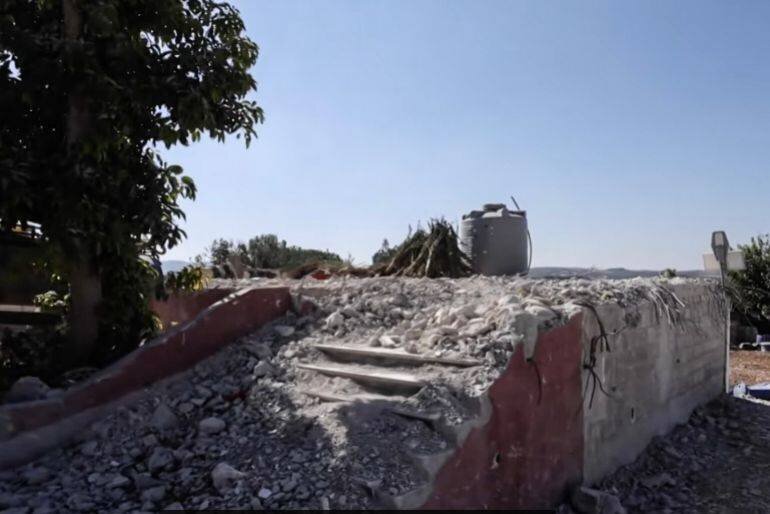 Bâtiment détruit dans le village d'Abou Chach, sud du Liban