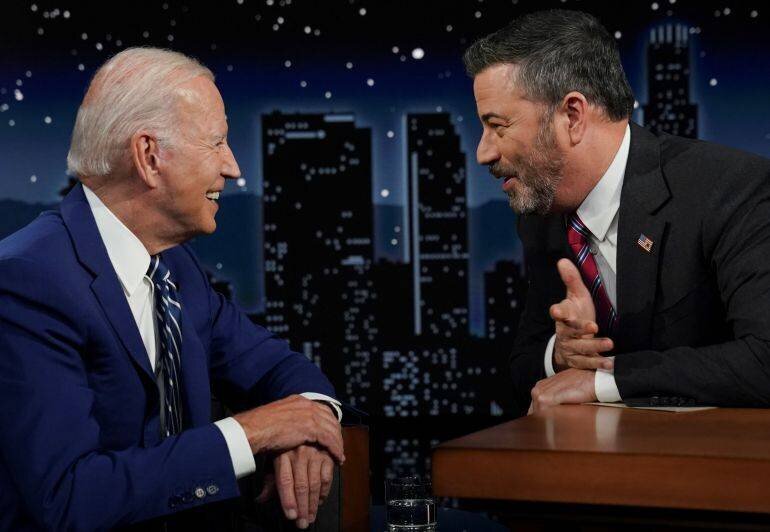 Joe Biden s'entretient avec Jimmy Kimmel lors d'un enregistrement