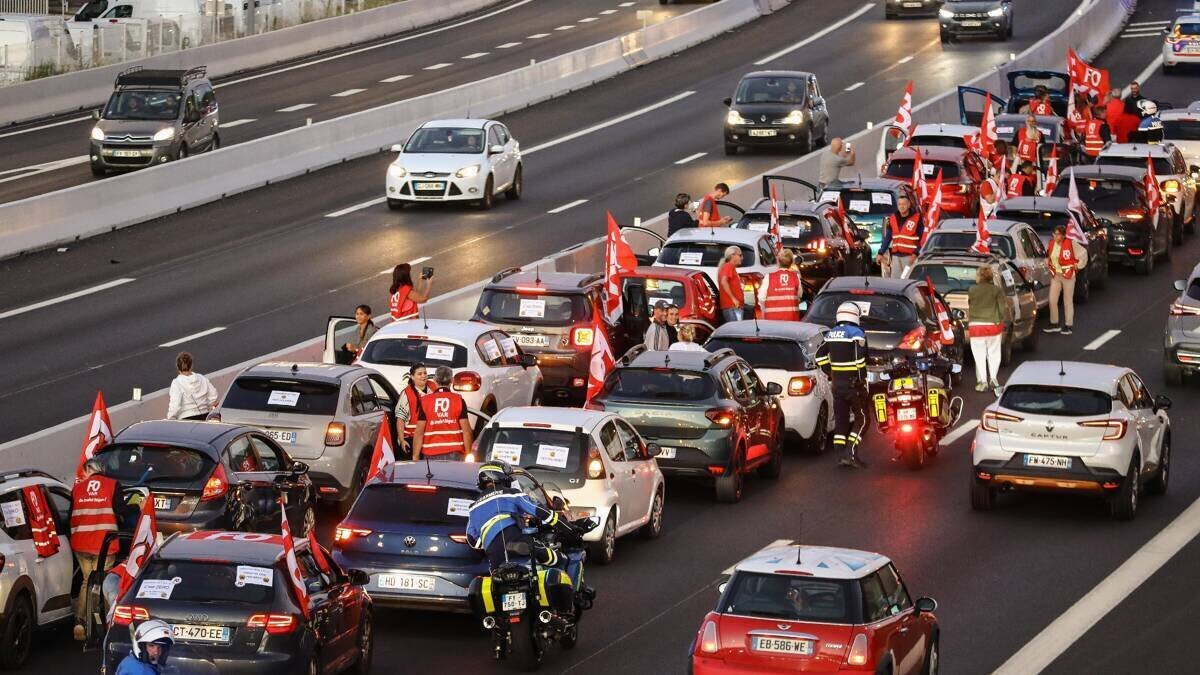 Cortège sur la Côte d’Azur pendant la grève