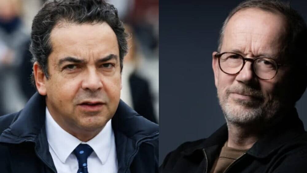 Patrick Cohen et Thomas Legrand lors d'un échange télévisé