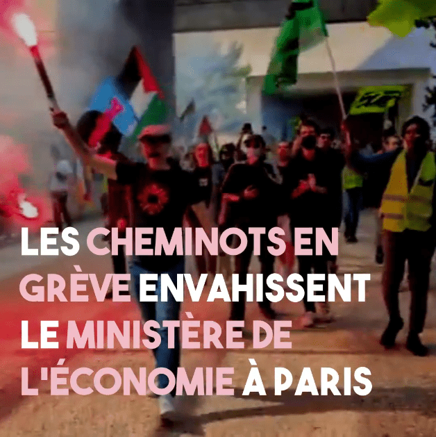 Cheminots en action devant le ministère de l'Économie