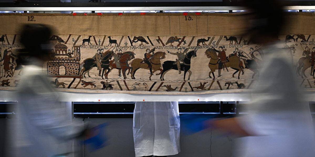 Détail photographique de la tapisserie de Bayeux pour le transfert