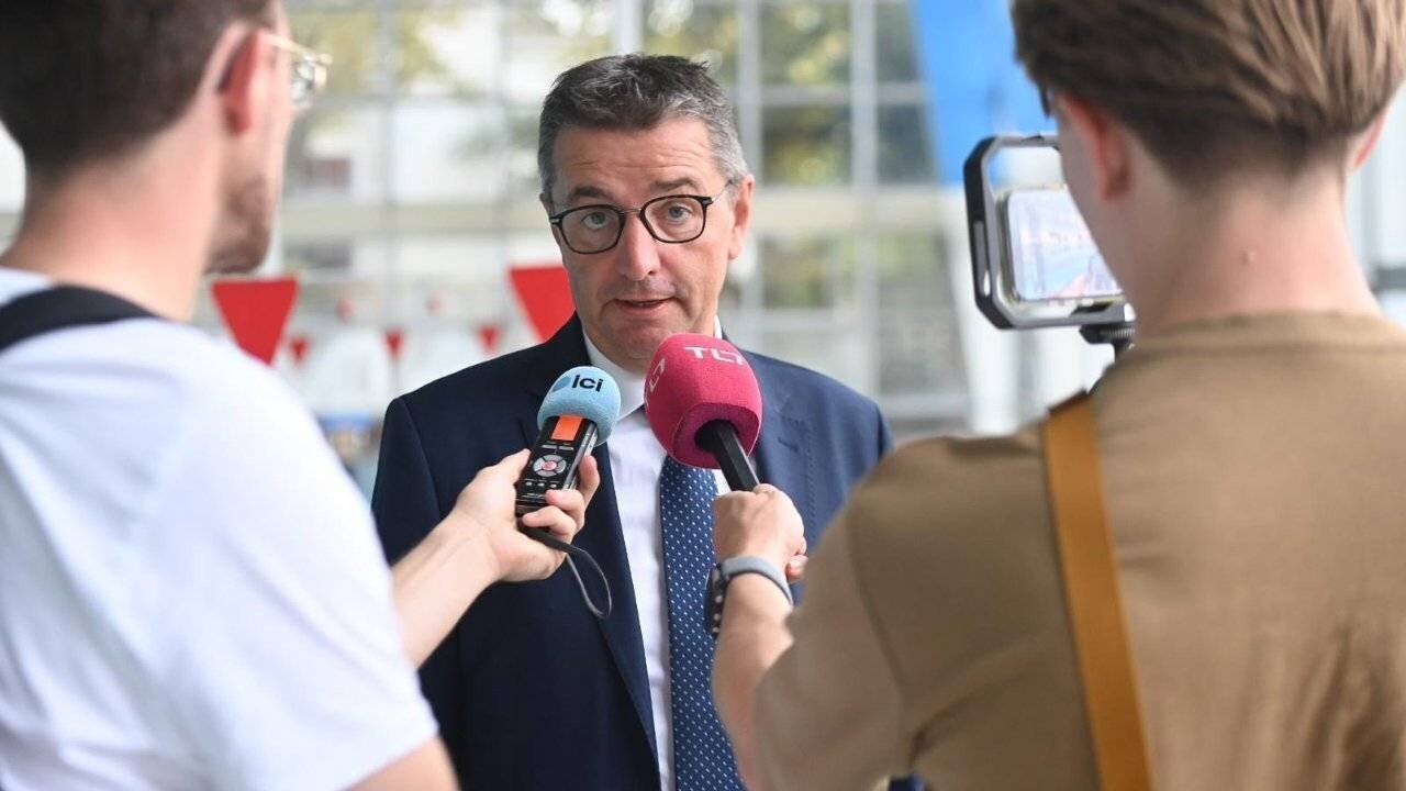 Gaël Perdriau au tribunal de Lyon lors de l'ouverture du procès