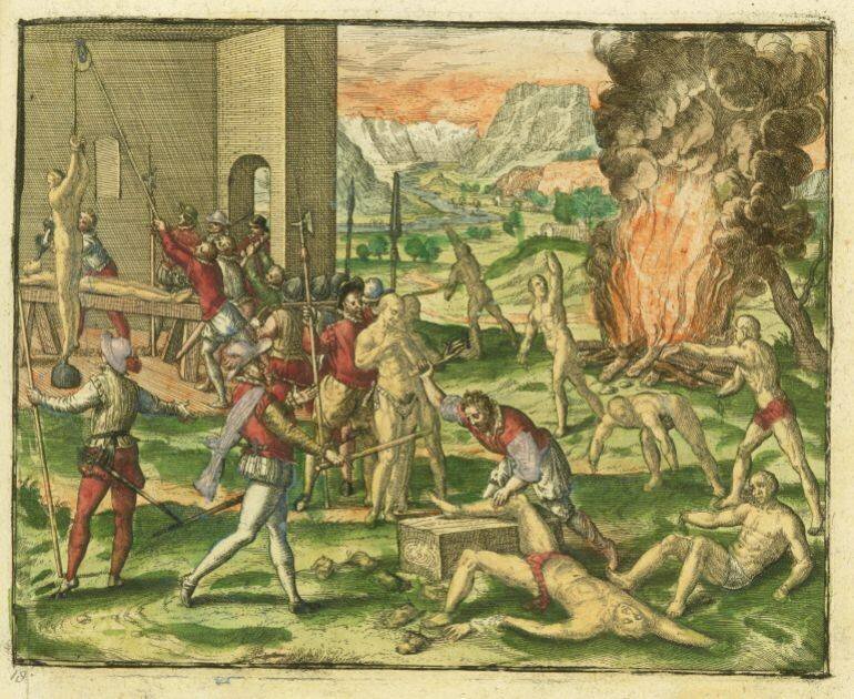 Illustration historique de la torture des peuples autochtones