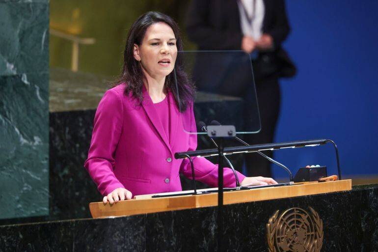 Annalena Baerbock pendant le débat général de la 80e session de l'Assemblée générale des Nations unies, New York, 23 septembre 2025.