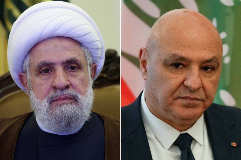 Le président libanais et le secrétaire général du Hezbollah lors d'une rencontre publique