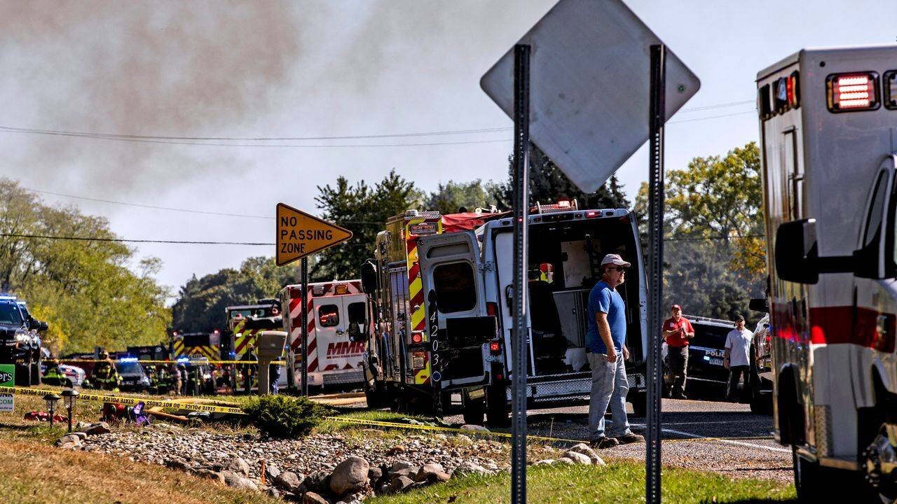 Vue générale de l'église mormone incendiée dans le Michigan