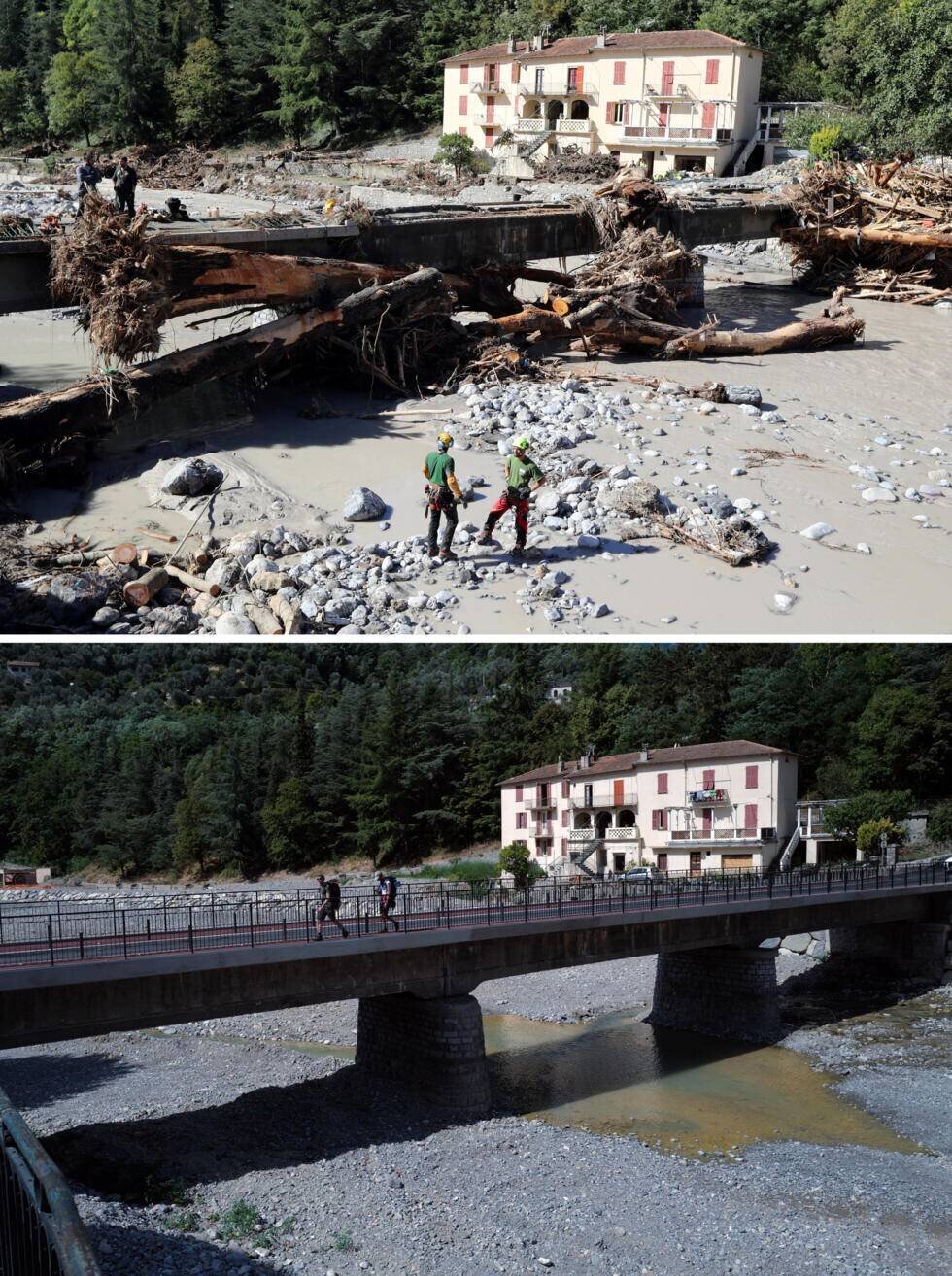 Pont à Breil-sur-Roya, comparaison avant et après