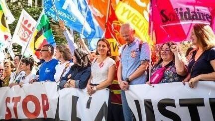 Responsables syndicaux lors de la manifestation du 18 septembre à Paris