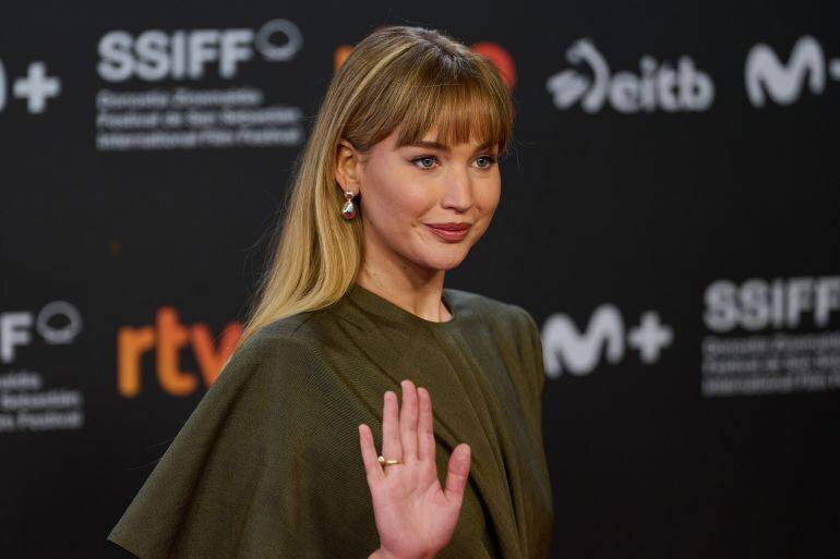 Jennifer Lawrence arrive pour recevoir le prestigieux prix Donostia au festival de San Sebastián, 26 septembre 2025.