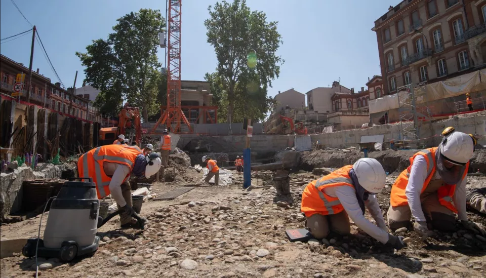 Vue aérienne des fouilles archéologiques en Haute-Garonne