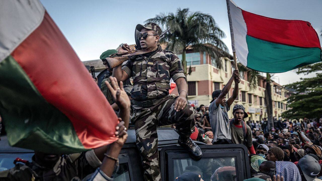 Manifestation à Madagascar près d'Antananarivo