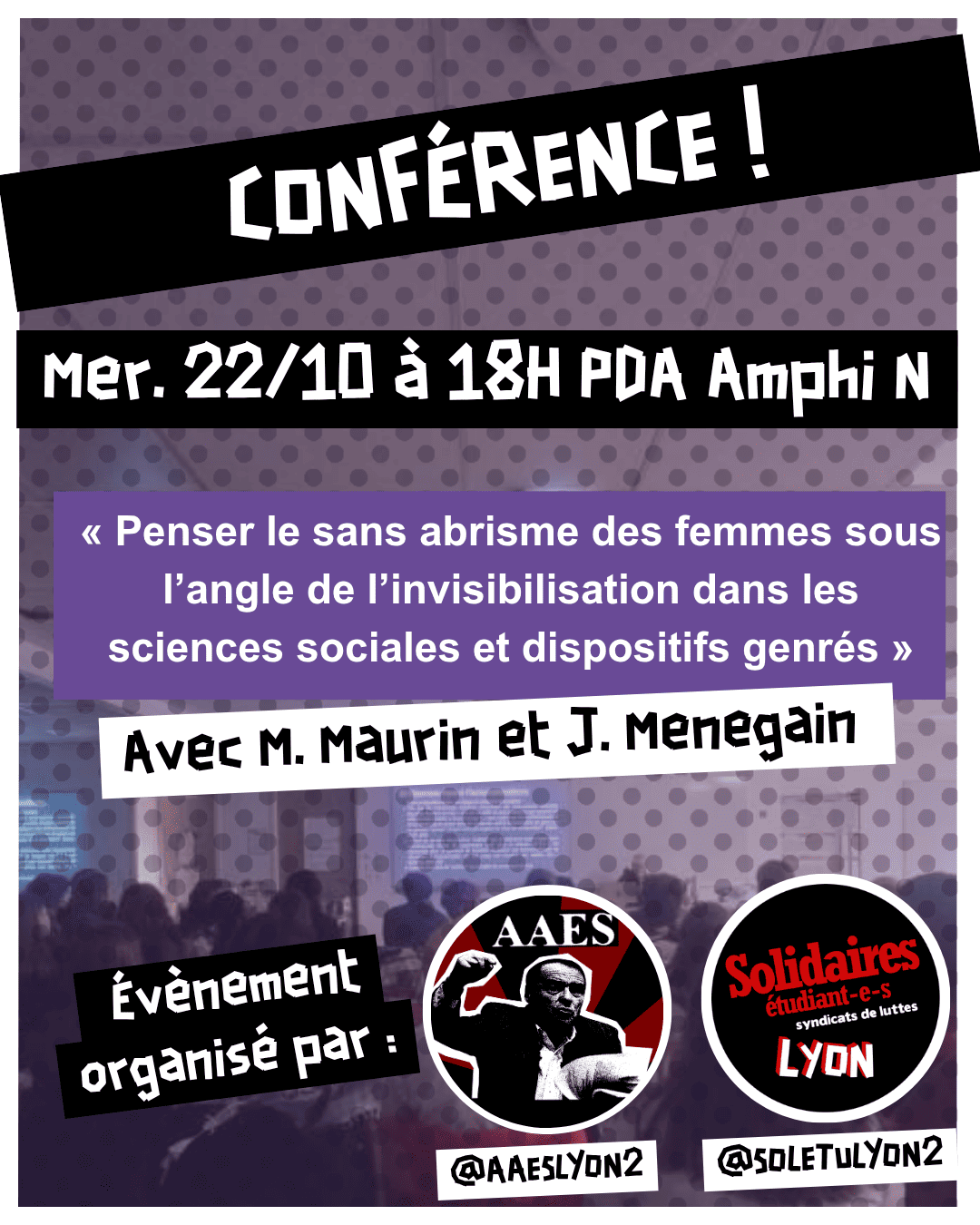 Affiche de la conférence sur le sans abrisme des femmes