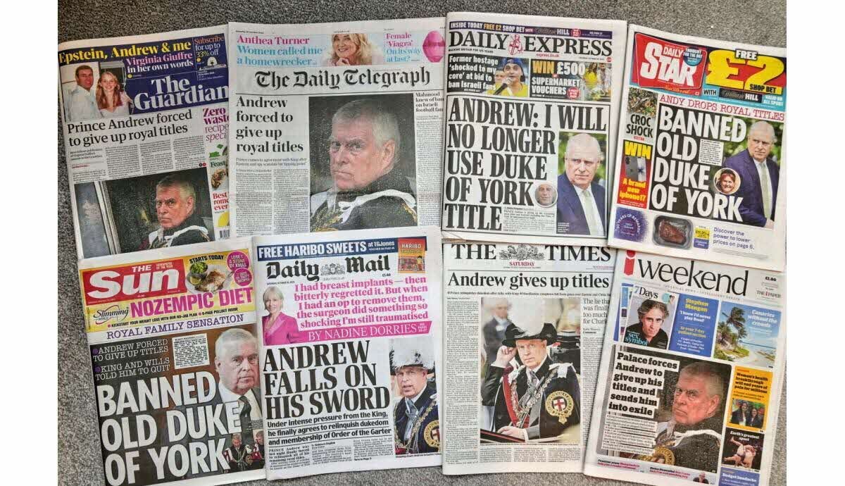 Vue d’ensemble montrant le prince Andrew et Virginia Giuffre