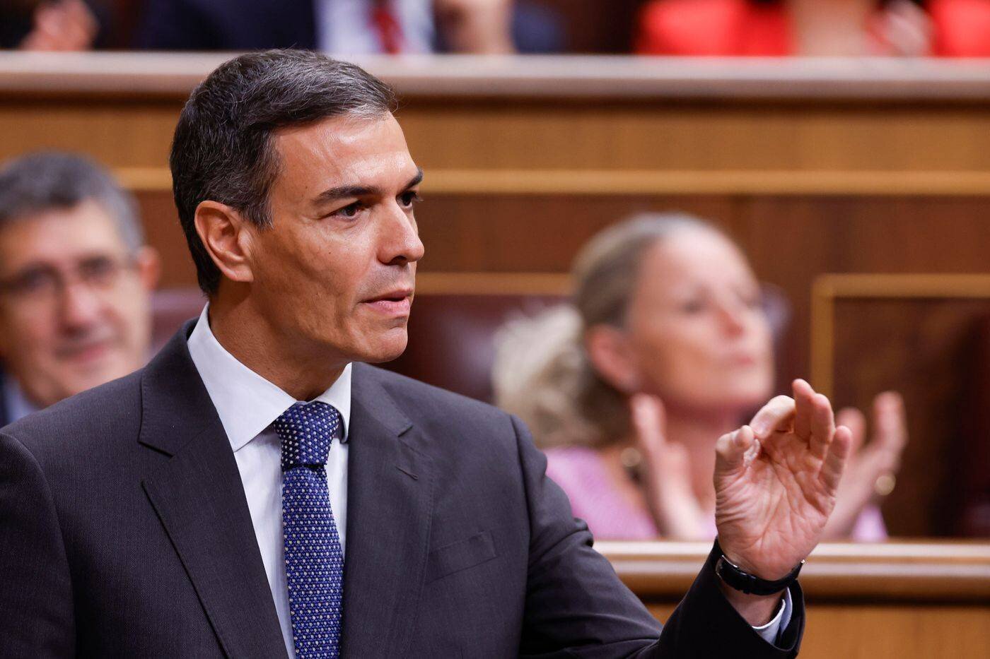 Pedro Sánchez lors de l'annonce de la liste des symboles franquistes à retirer