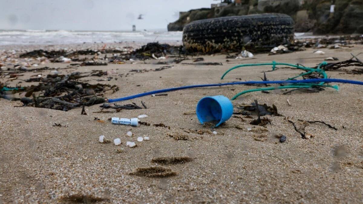 Vue d’un container de granulés plastiques industriels