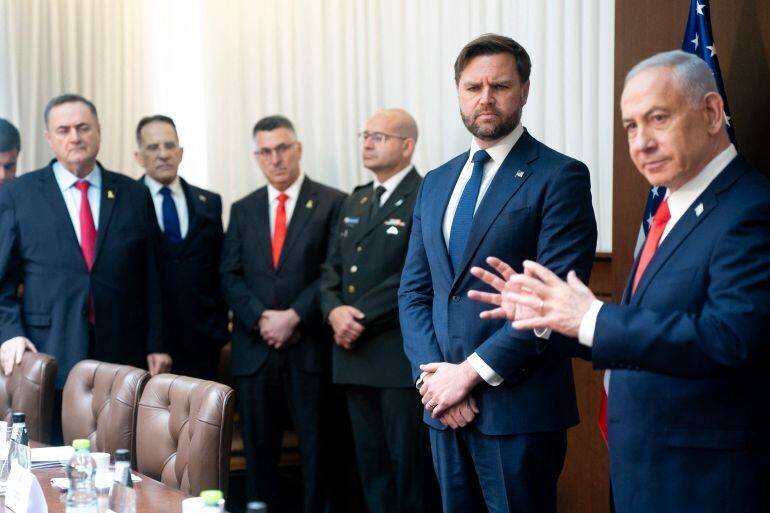 Netanyahou et le vice-président américain lors d'une rencontre à Jérusalem