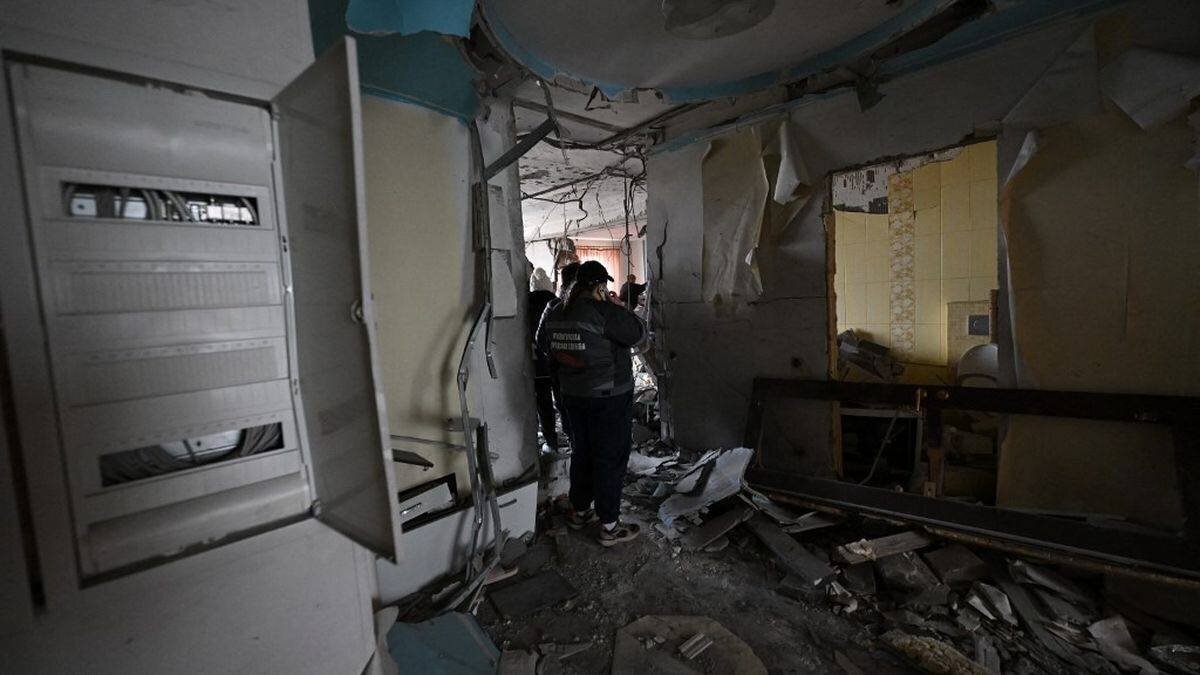 Vue d'une zone front est en Ukraine