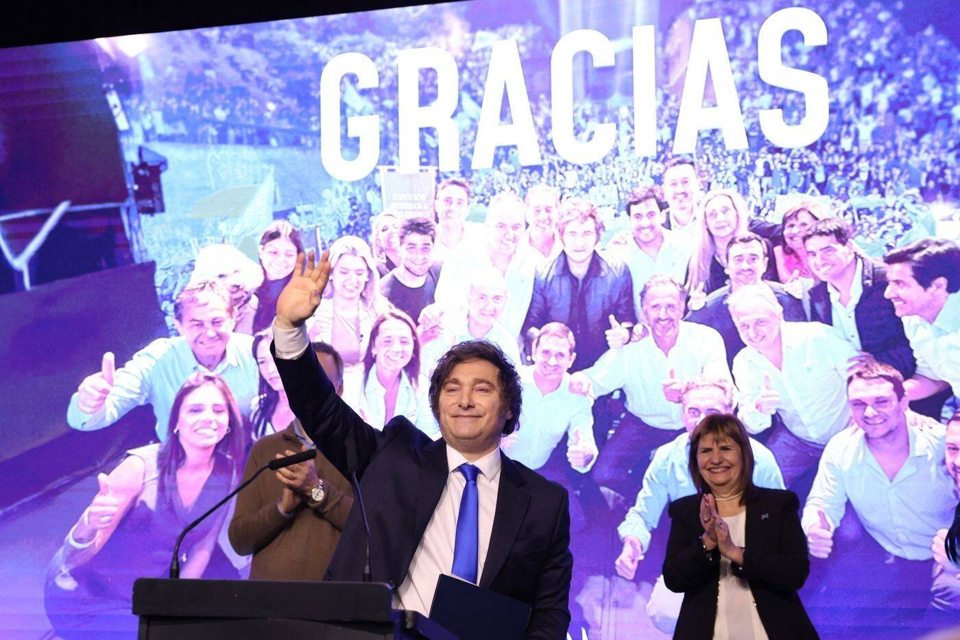 Javier Milei célébrant les résultats des législatives
