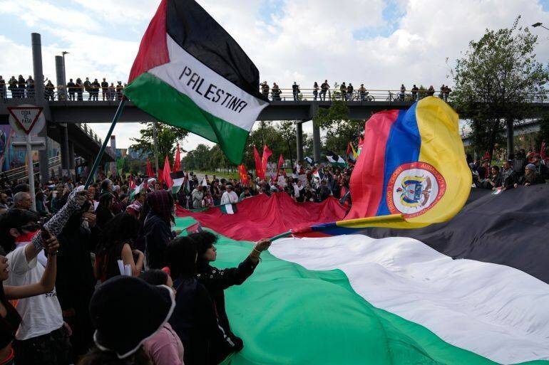 Manifestation de soutien à Gaza à Bogota
