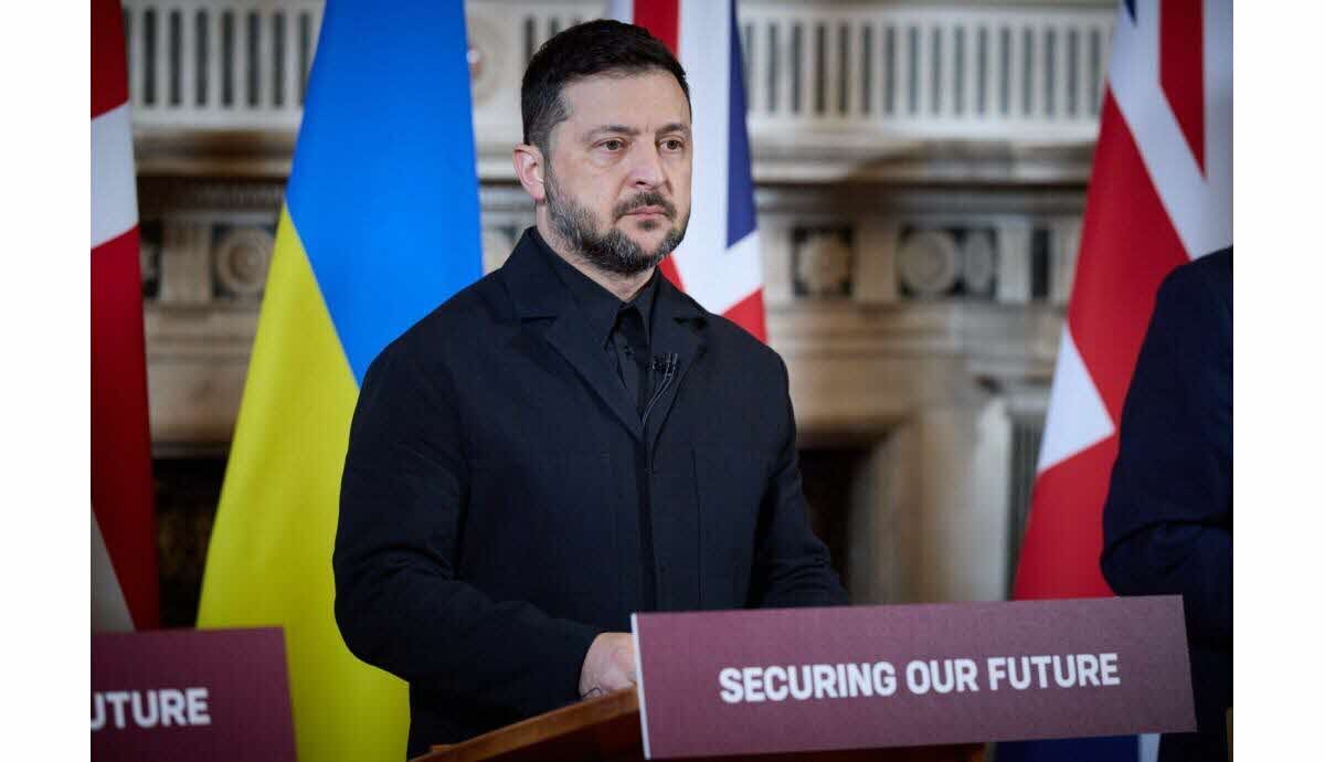 Zelensky lors d'une allocution sur le soutien européen