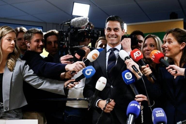 Rob Jetten lors d'un rassemblement électoral