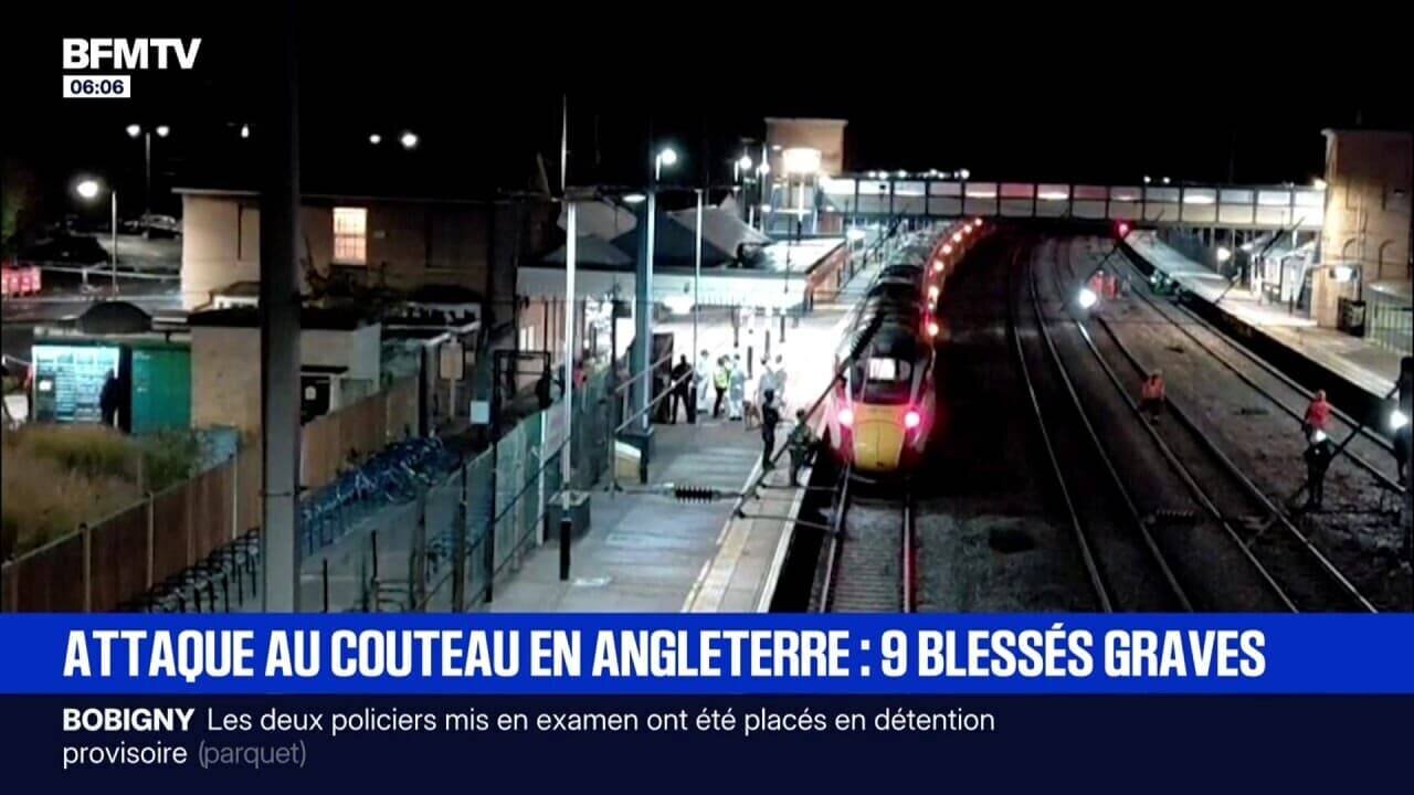 Vue d ensemble montrant une intervention policière autour d un train
