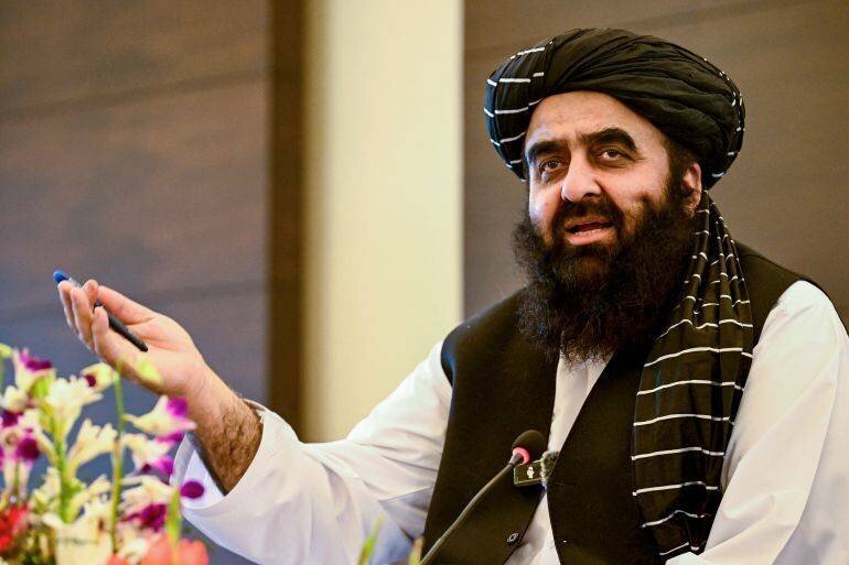 Le ministre afghan des Affaires étrangères Amir Khan Muttaqi à New Delhi, 12 octobre 2025