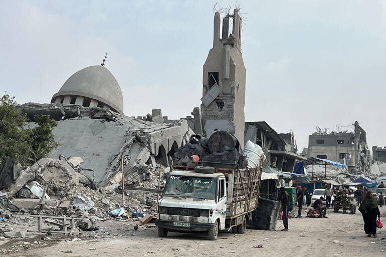 Vue d'une zone du nord de Gaza gravement endommagée, selon la municipalité