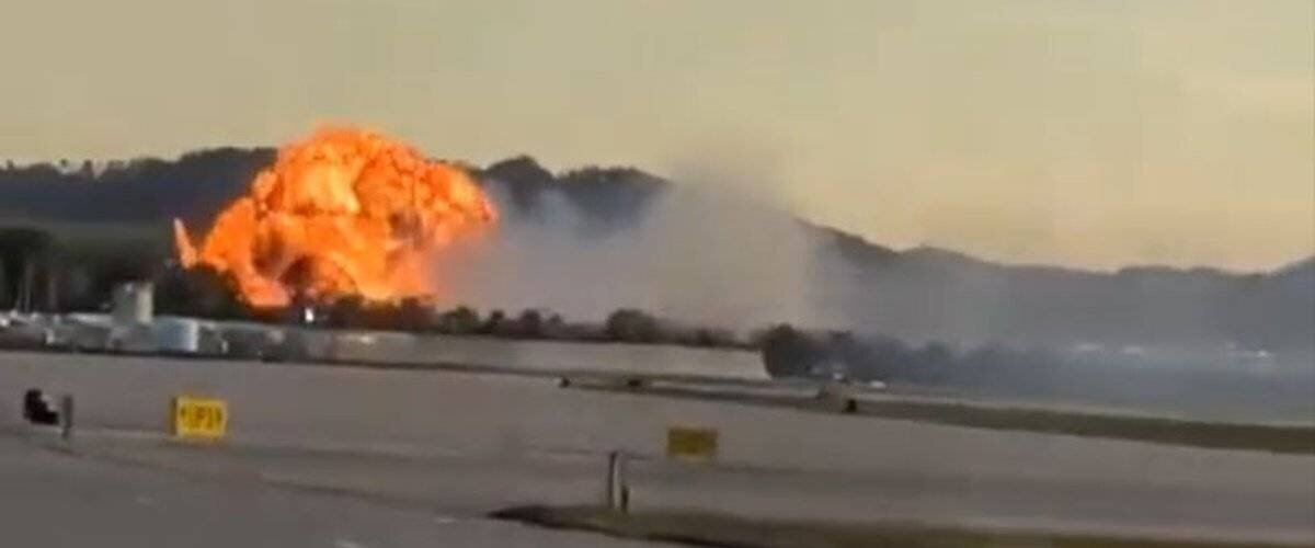 Vue générale du site de l'accident avec les secours