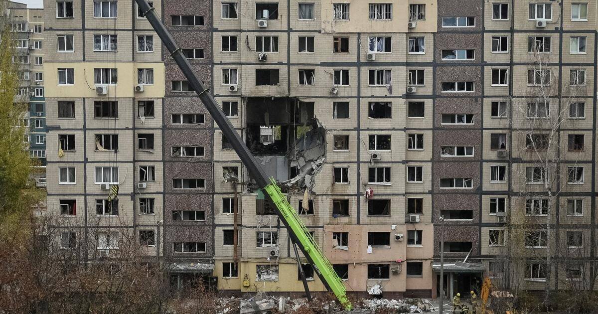 Vue d'une zone touchée par une attaque de drones