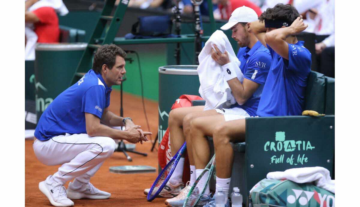 Paul-Henri Mathieu lors de la préparation à la Coupe Davis