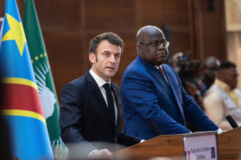Conférence de presse conjointe Macron-Tshisekedi à Kinshasa