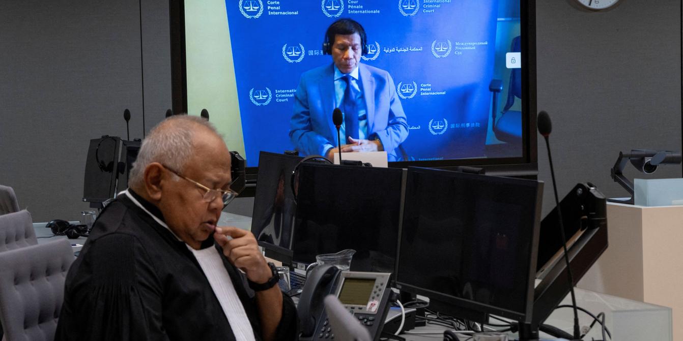 Duterte lors d'une audience ou d'un rassemblement lié à la CPI
