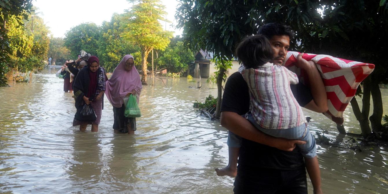 Vue des inondations en Indonésie