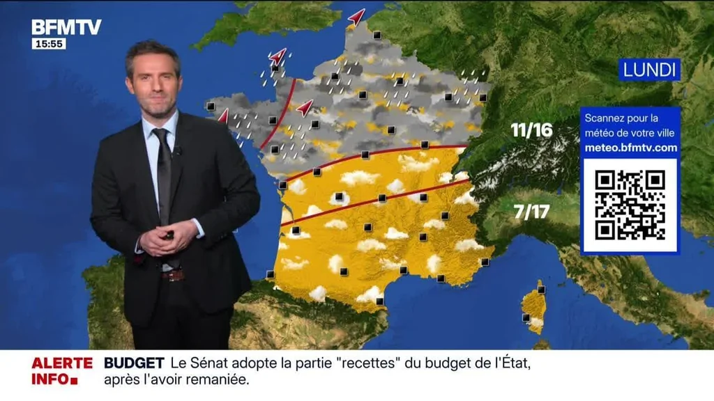 Météo du vendredi 5 décembre : pluies à l&rsquo;ouest, douceur au sud-est