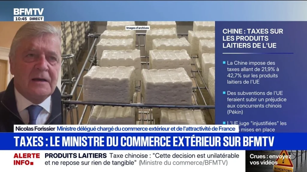 Chine: droits sur les produits laitiers européens, impact en France