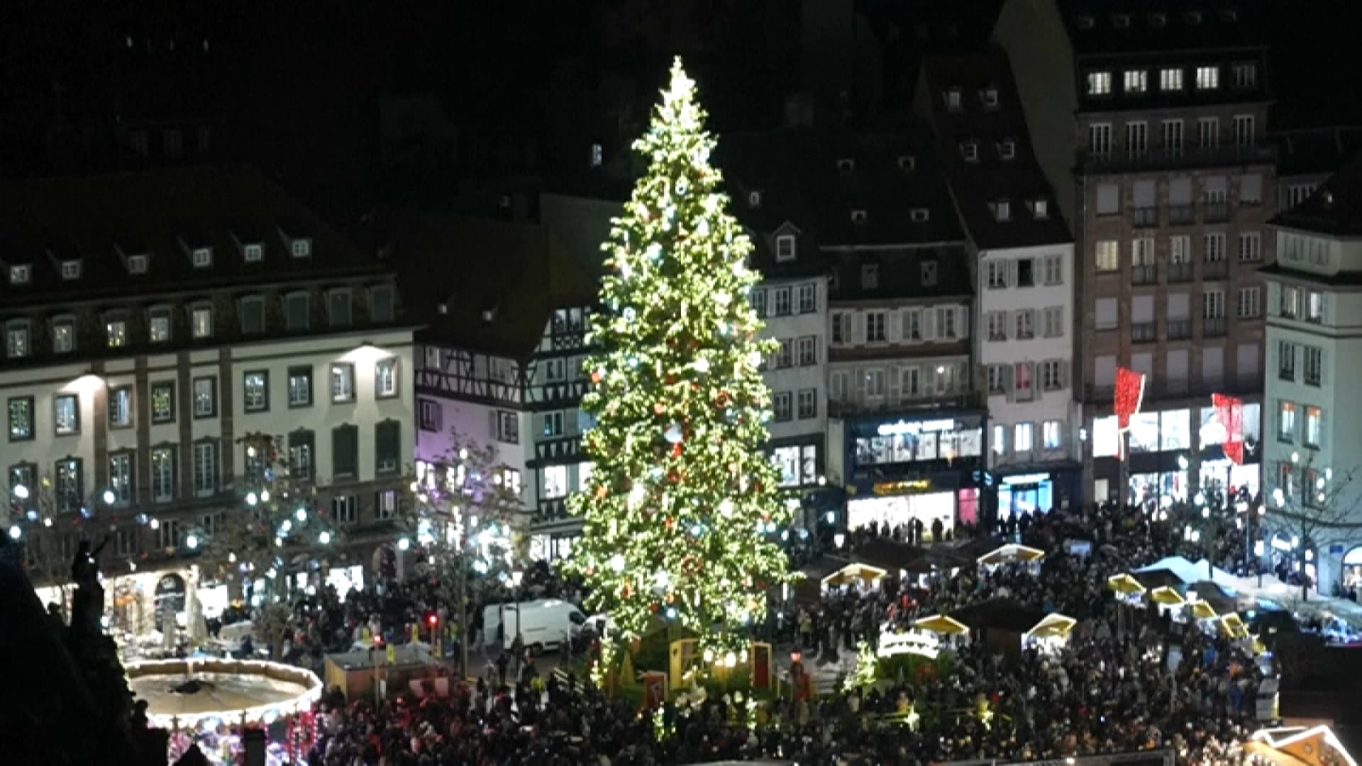 Sapin de Noël au marché de Strasbourg 2025