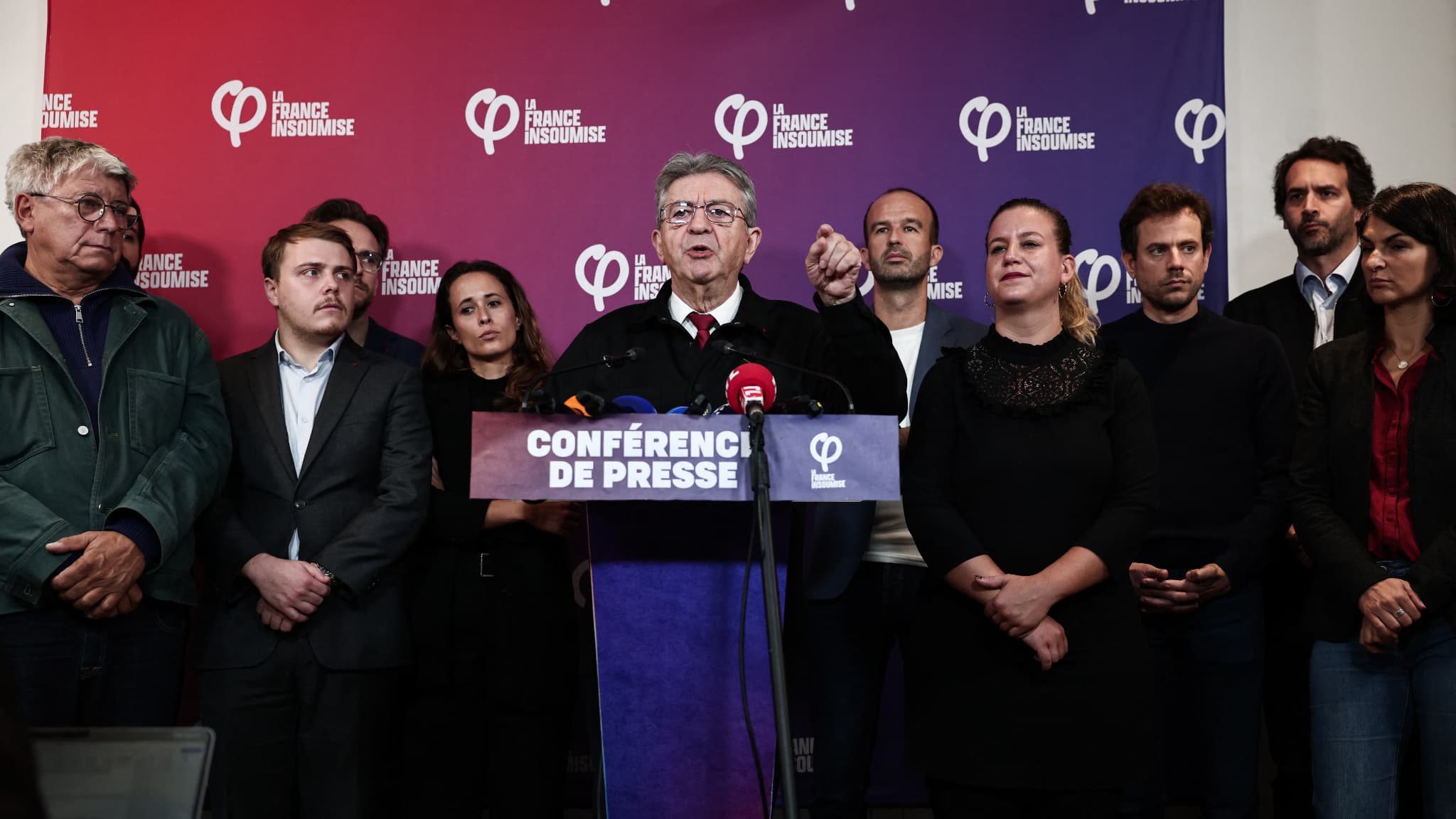 Jean-Luc Mélenchon lors d'une conférence de presse