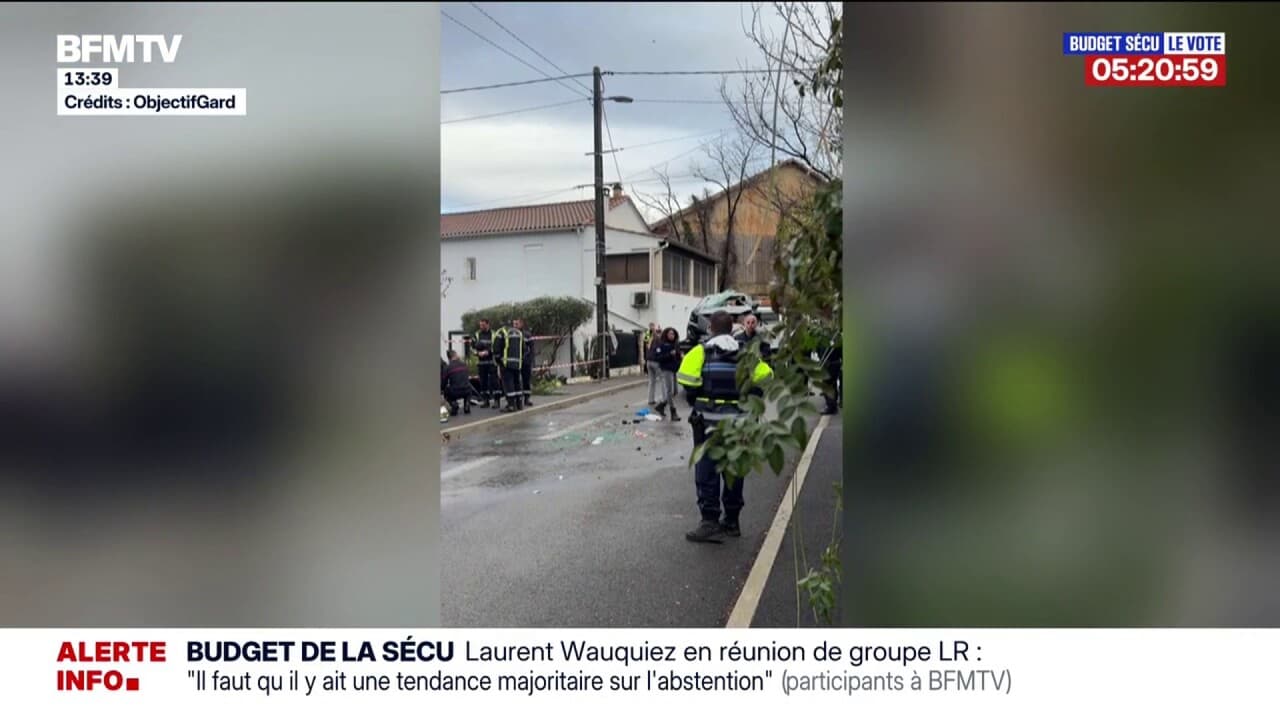 Vue générale de l'accident de voiture à Alès