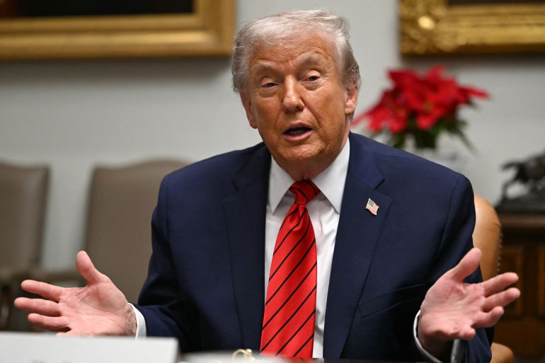 Le président Donald Trump s'exprime lors d'une réunion à la Maison-Blanche, décembre 2025